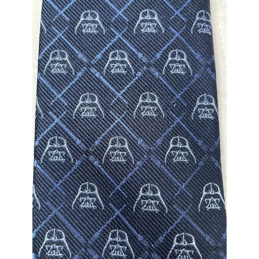 Star Wars Darth Vader 100% Silk Necktie Blue Logo Pattern 59” Novelty Men’s Tie